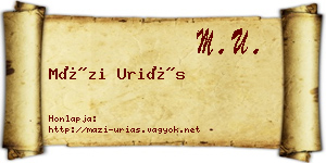 Mázi Uriás névjegykártya
